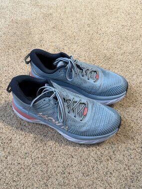 Hoka One One Womens Bondi 7 Road Running shoes Size 9 Light Blue